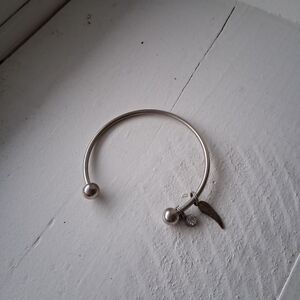 Silver Angel Wing Charm Bracelet Bangle